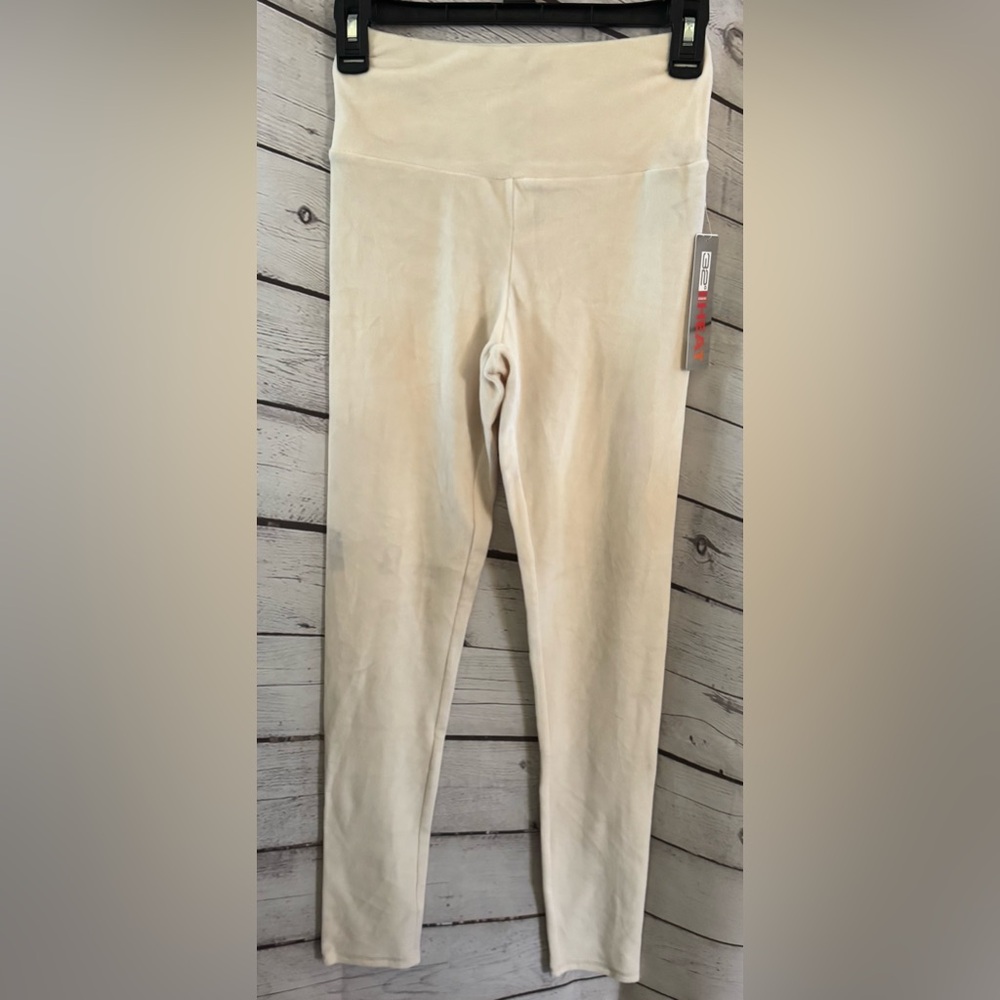 32 Degrees Heat Womens High Waist Cream (Moonbeam) Velour Leggings